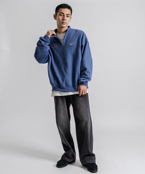 Ressaca(レサーカ)の「ハーフジップトレーナー裏起毛プルオーバー トラックジャケット オーバーサイズ(スウェット・メンズ・ブルー/ブラック/グリーン/グレー/オートミール・XL/M/L)」の16枚目の写真