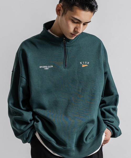 Ressaca(レサーカ)の「ハーフジップトレーナー裏起毛プルオーバー トラックジャケット オーバーサイズ(スウェット・メンズ・ブルー/ブラック/グリーン/グレー/オートミール・XL/M/L)」の12枚目の写真