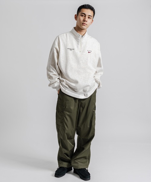 Ressaca(レサーカ)の「ハーフジップトレーナー裏起毛プルオーバー トラックジャケット オーバーサイズ(スウェット・メンズ・ブルー/ブラック/グリーン/グレー/オートミール・XL/M/L)」の11枚目の写真