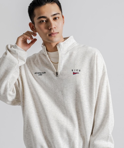 Ressaca(レサーカ)の「ハーフジップトレーナー裏起毛プルオーバー トラックジャケット オーバーサイズ(スウェット・メンズ・ブルー/ブラック/グリーン/グレー/オートミール・XL/M/L)」の10枚目の写真