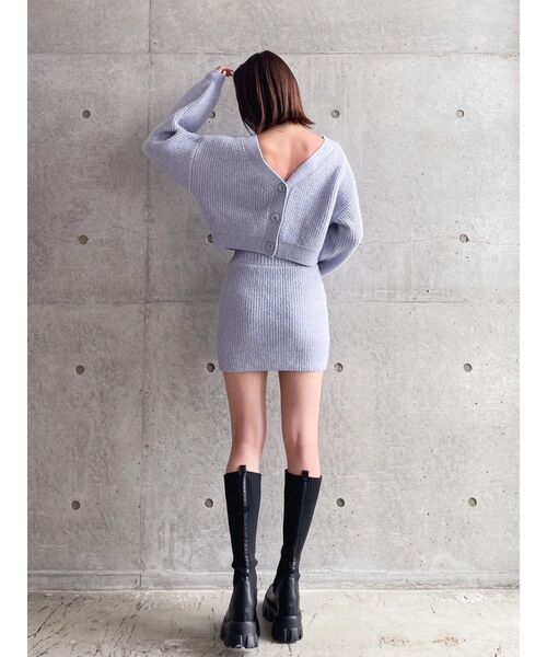 GYDA（ジェイダ）の「【セットアップ着用可】シャギースパンコール ニットスカートライクショートパンツ（スカート・レディース・オフホワイト/パープル・FREE）」の10枚目の写真