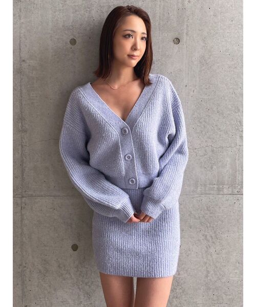 GYDA（ジェイダ）の「【セットアップ着用可】シャギースパンコール ニットスカートライクショートパンツ（スカート・レディース・オフホワイト/パープル・FREE）」の12枚目の写真