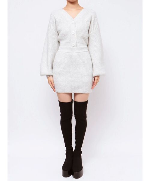 GYDA（ジェイダ）の「【セットアップ着用可】シャギースパンコール ニットスカートライクショートパンツ（スカート・レディース・オフホワイト/パープル・FREE）」の20枚目の写真