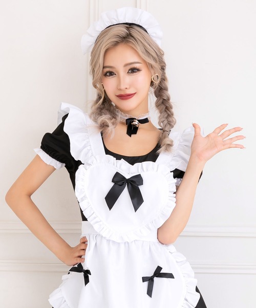 Tika（ティカ）の「コスプレ ロリータ風ハートフリルCuteメイド [6点セット]（コスチューム/パーティーグッズ・レディース・ワインレッド/ブラック・M）」の3枚目の写真