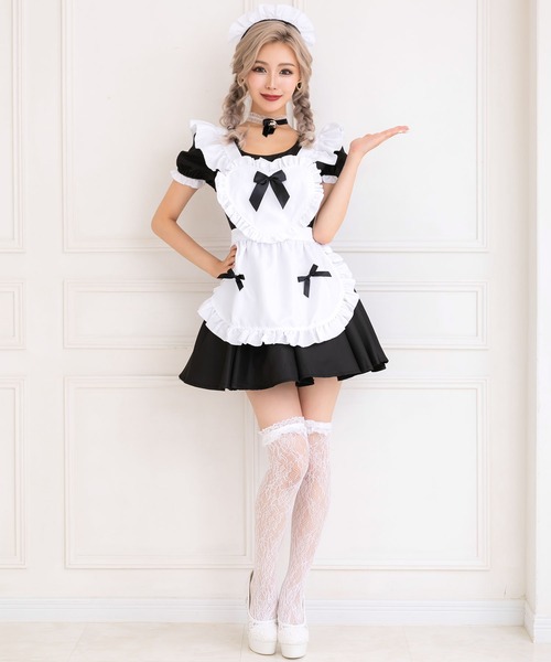 Tika（ティカ）の「コスプレ ロリータ風ハートフリルCuteメイド [6点セット]（コスチューム/パーティーグッズ・レディース・ワインレッド/ブラック・M）」の4枚目の写真