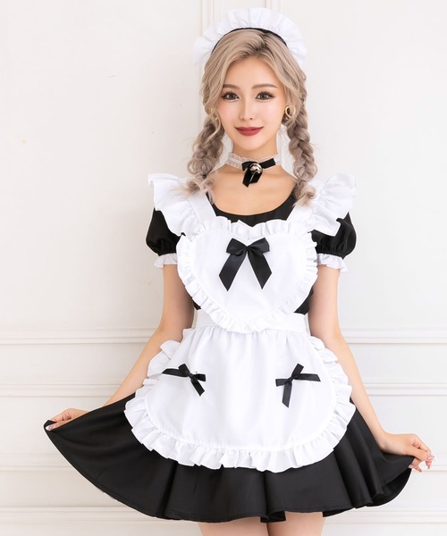 Tika（ティカ）の「コスプレ ロリータ風ハートフリルCuteメイド [6点セット]（コスチューム/パーティーグッズ・レディース・ワインレッド/ブラック・M）」の9枚目の写真