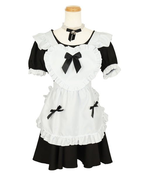 Tika（ティカ）の「コスプレ ロリータ風ハートフリルCuteメイド [6点セット]（コスチューム/パーティーグッズ・レディース・ワインレッド/ブラック・M）」の10枚目の写真