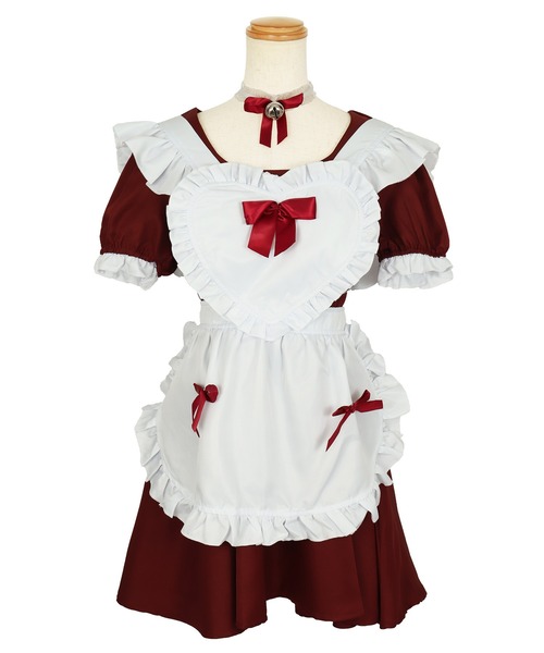Tika（ティカ）の「コスプレ ロリータ風ハートフリルCuteメイド [6点セット]（コスチューム/パーティーグッズ・レディース・ワインレッド/ブラック・M）」の17枚目の写真