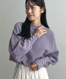袖口パールドルマンニット
