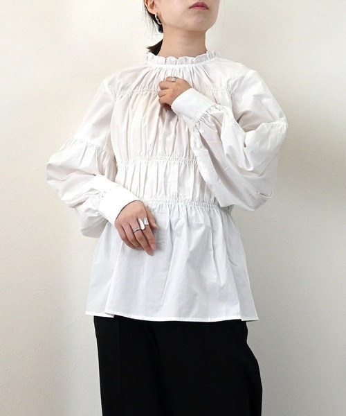 STYLEBLOCK（スタイルブロック）の「ブロードシャーリングブラウス（シャツ/ブラウス・レディース・パープル/ホワイト/ブラック/ネイビー・M）」の2枚目の写真