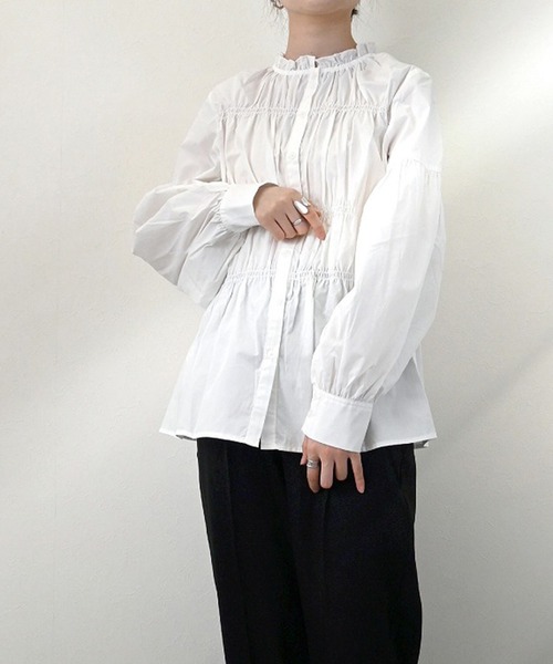 STYLEBLOCK（スタイルブロック）の「ブロードシャーリングブラウス（シャツ/ブラウス・レディース・パープル/ホワイト/ブラック/ネイビー・M）」の7枚目の写真