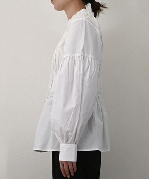 STYLEBLOCK（スタイルブロック）の「ブロードシャーリングブラウス（シャツ/ブラウス・レディース・パープル/ホワイト/ブラック/ネイビー・M）」の8枚目の写真