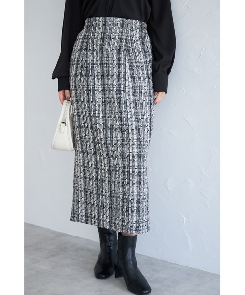 &. NOSTALGIA(アンドドットノスタルジア)の「【ZOZO限定】MIXツイードタイトスカート(スカート・レディース・グレー/ブラック・M)」の5枚目の写真