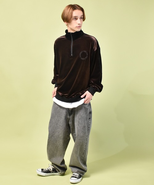 NERDY セットアップ  BLACK×PURPLE ベロア オーバーサイズ ○NERDY○ NY ベルベット トラック フーディ SET (4色) Women's