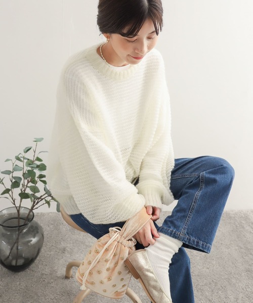 セール】モヘヤミックスローゲージニット（ニット/セーター