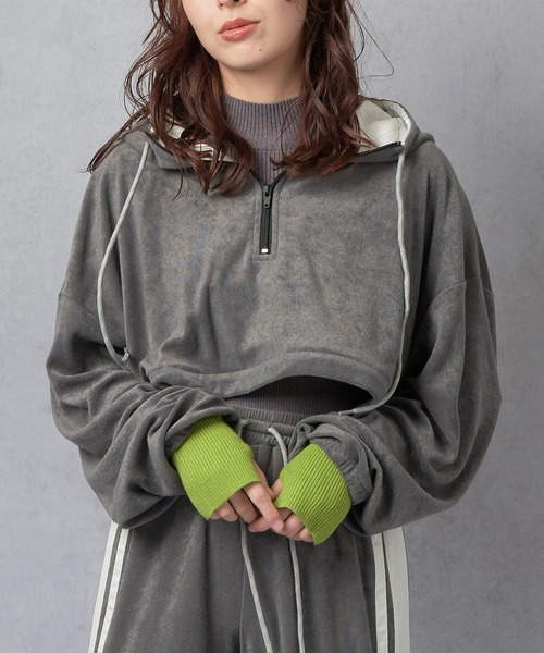 Lull（ルル）の「【Lull / ルル】2WAYパイルアノラックパーカー（パーカー・レディース・ブラック/グレー/アイボリー/ネイビー・ONESIZE）」の10枚目の写真