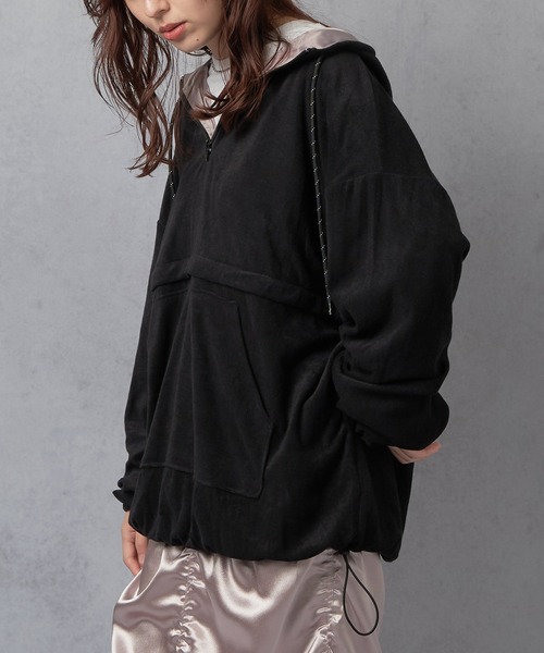 Lull（ルル）の「【Lull / ルル】2WAYパイルアノラックパーカー（パーカー・レディース・ブラック/グレー/アイボリー/ネイビー・ONESIZE）」の11枚目の写真