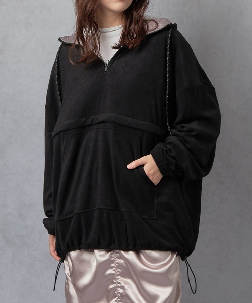 Lull（ルル）の「【Lull / ルル】2WAYパイルアノラックパーカー（パーカー・レディース・ブラック/グレー/アイボリー/ネイビー・ONESIZE）」の12枚目の写真