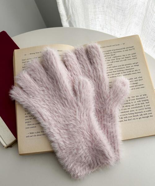 WEGO（ウィゴー）の「WEGO/指出し穴付きシャギーグローブ（手袋・レディース・ホワイト/ライトピンク/ベージュ/ライトグレー・FREE）」の14枚目の写真