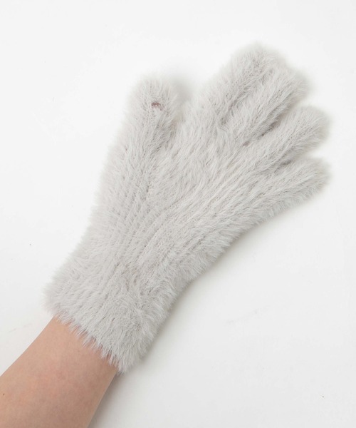 WEGO（ウィゴー）の「WEGO/指出し穴付きシャギーグローブ（手袋・レディース・ホワイト/ライトピンク/ベージュ/ライトグレー・FREE）」の5枚目の写真