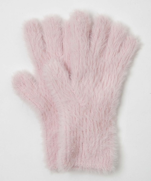 WEGO（ウィゴー）の「WEGO/指出し穴付きシャギーグローブ（手袋・レディース・ホワイト/ライトピンク/ベージュ/ライトグレー・FREE）」の9枚目の写真