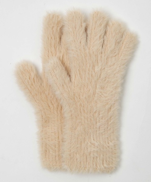 WEGO（ウィゴー）の「WEGO/指出し穴付きシャギーグローブ（手袋・レディース・ホワイト/ライトピンク/ベージュ/ライトグレー・FREE）」の8枚目の写真