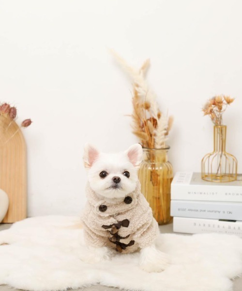 【新品、試着のみ】moncheri 犬用フード付きコート ベージュ 新品、試着のみ】moncheri 犬用フード付きコート ベージュ