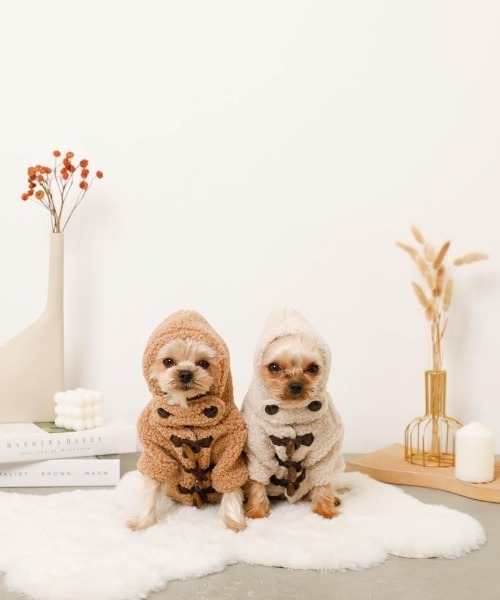 moncheri(モンシェリ)の「ダッフルボアフーディーコート / 犬服 / ドッグウェア(ペットウェア・レディース・ベージュ/アイボリー・M/L/S/XL/XS/2M)」の10枚目の写真