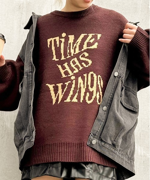 SpRay(スプレイ)の「ウェーブロゴジャガードニット(ニット/セーター・レディース・グレー/ネイビー/アイボリー/ブラック/ブラウン・FREE)」の7枚目の写真