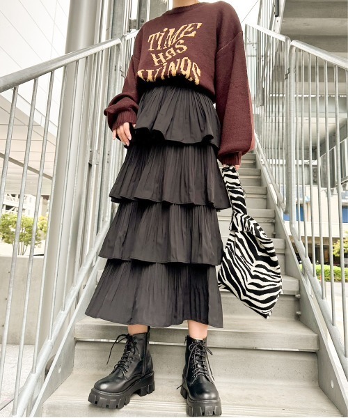 SpRay(スプレイ)の「ウェーブロゴジャガードニット(ニット/セーター・レディース・グレー/ネイビー/アイボリー/ブラック/ブラウン・FREE)」の8枚目の写真