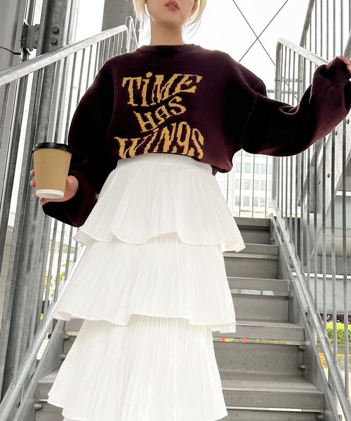 SpRay(スプレイ)の「ウェーブロゴジャガードニット(ニット/セーター・レディース・グレー/ネイビー/アイボリー/ブラック/ブラウン・FREE)」の9枚目の写真