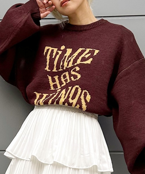 SpRay(スプレイ)の「ウェーブロゴジャガードニット(ニット/セーター・レディース・グレー/ネイビー/アイボリー/ブラック/ブラウン・FREE)」の10枚目の写真