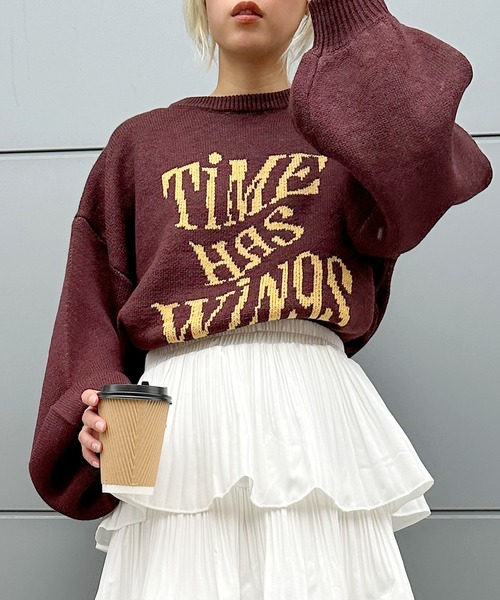 SpRay(スプレイ)の「ウェーブロゴジャガードニット(ニット/セーター・レディース・グレー/ネイビー/アイボリー/ブラック/ブラウン・FREE)」の11枚目の写真