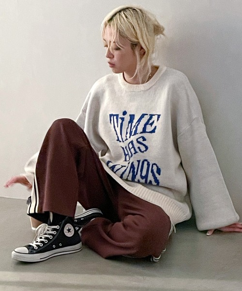 SpRay(スプレイ)の「ウェーブロゴジャガードニット(ニット/セーター・レディース・グレー/ネイビー/アイボリー/ブラック/ブラウン・FREE)」の21枚目の写真