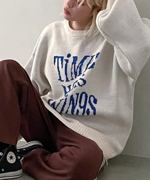 SpRay(スプレイ)の「ウェーブロゴジャガードニット(ニット/セーター・レディース・グレー/ネイビー/アイボリー/ブラック/ブラウン・FREE)」の22枚目の写真