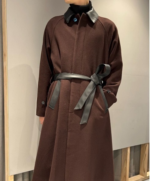 LOVELESS(ラブレス)の「ベルテッド ステンカラーウールコート(ステンカラーコート・メンズ・ブラック/レッド系その他3・S/M/L)」の4枚目の写真