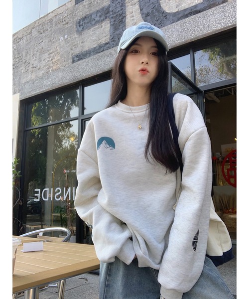 DEVICE（デバイス）の「アソート プリント 裏起毛 ロゴ オーバーサイズ スウェット トレーナー（スウェット・レディース・グレー/ブラック/ダークグレー・FREE）」の16枚目の写真