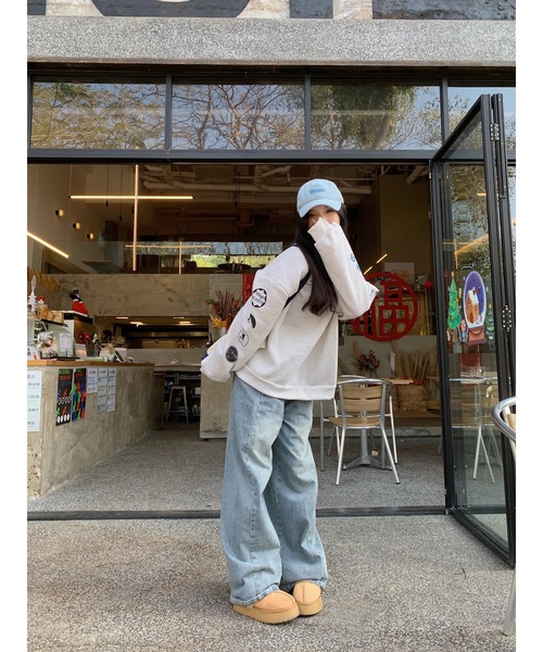 DEVICE（デバイス）の「アソート プリント 裏起毛 ロゴ オーバーサイズ スウェット トレーナー（スウェット・レディース・グレー/ブラック/ダークグレー・FREE）」の17枚目の写真