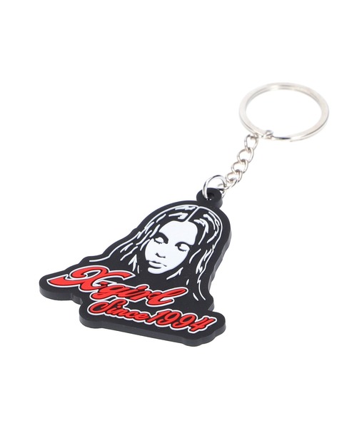 X-girl（エックスガール）の「FACE & CURSIVE LOGO RUBBER KEY