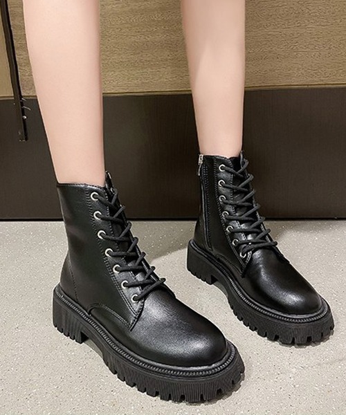 STYLEBLOCK(スタイルブロック)の「レースアップブーツ(ブーツ・レディース・ブラック/オフホワイト・35/39/37/36/40/38)」の2枚目の写真