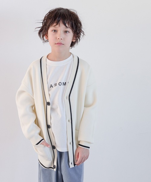 GLOBAL WORK（グローバルワーク）の「リッチライトニットVカーデ/976064（カーディガン/ボレロ・キッズ・ブラック/グレイッシュベージュ/アイボリー/ブルー・120cm/130cm/140cm/150cm/160cm/170cm）」の5枚目の写真