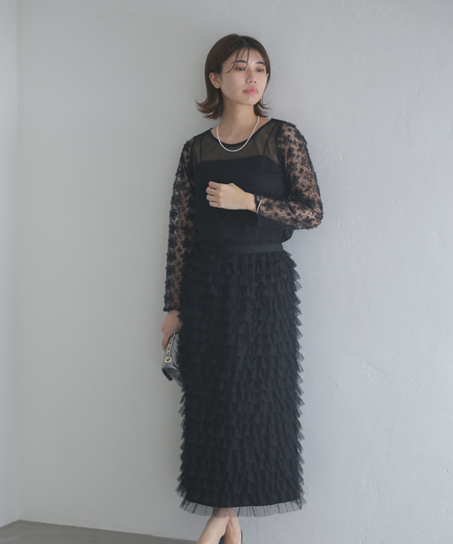 La TOTALITE(ラトータリテ)の「【kaene/カエン】立体チュールコンビブラウス(シャツ/ブラウス・レディース・ブラック・FREE)」の4枚目の写真