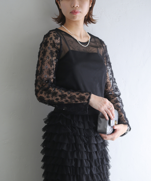 La TOTALITE(ラトータリテ)の「【kaene/カエン】立体チュールコンビブラウス(シャツ/ブラウス・レディース・ブラック・FREE)」の5枚目の写真