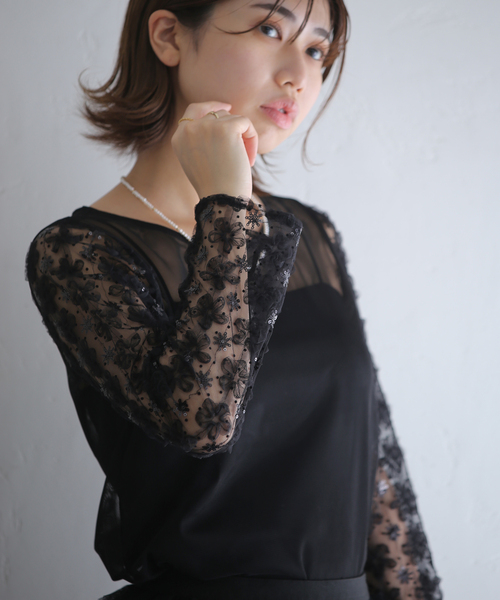 La TOTALITE(ラトータリテ)の「【kaene/カエン】立体チュールコンビブラウス(シャツ/ブラウス・レディース・ブラック・FREE)」の7枚目の写真