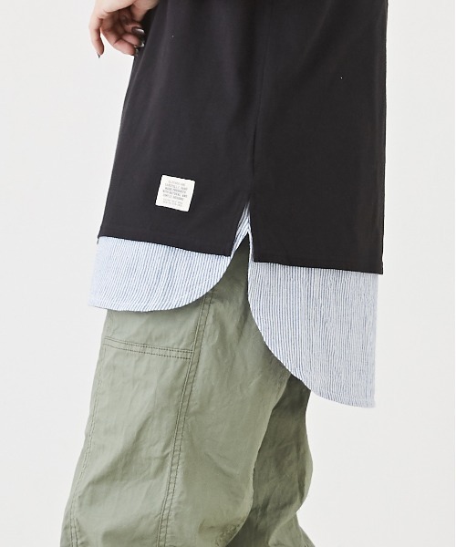 CUBE SUGAR(キューブシュガー)の「無地SZ天竺カットソー裾切替タンクトップ(タンクトップ・レディース・ブラック/トップグレー/ホワイト/ホワイト系その他/ホワイト×ブルー・M)」の1枚目の写真