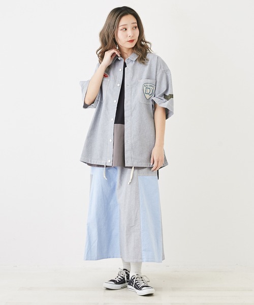 CUBE SUGAR(キューブシュガー)の「無地SZ天竺カットソー裾切替タンクトップ(タンクトップ・レディース・ブラック/トップグレー/ホワイト/ホワイト系その他/ホワイト×ブルー・M)」の16枚目の写真