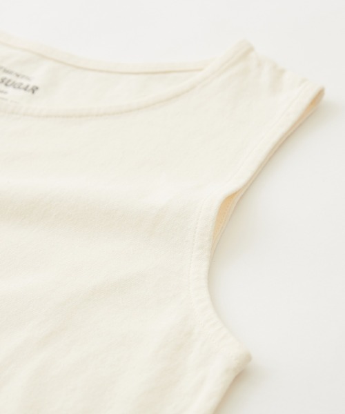 CUBE SUGAR(キューブシュガー)の「無地SZ天竺カットソー裾切替タンクトップ(タンクトップ・レディース・ブラック/トップグレー/ホワイト/ホワイト系その他/ホワイト×ブルー・M)」の11枚目の写真