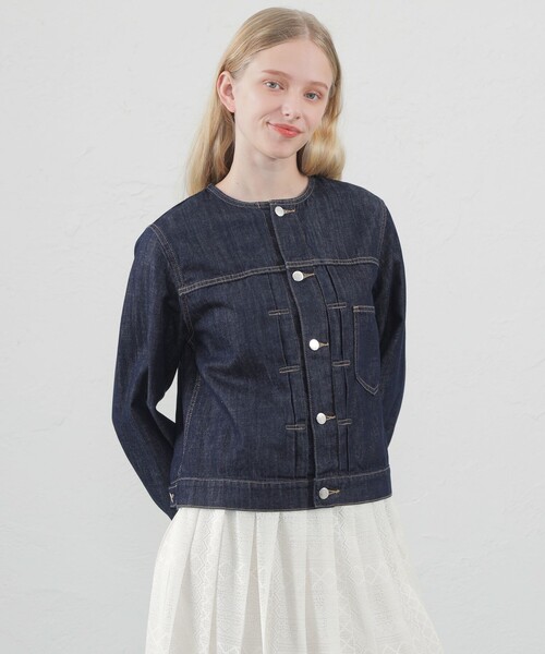 MACKINTOSH PHILOSOPHY（ﾏｯｷﾝﾄｯｼｭ ﾌｨﾛｿﾌｨｰ）の「コットンリネンデニムジャケット（デニムジャケット・レディース・ブルー/ダークネイビー・36/38/40）」の2枚目の写真