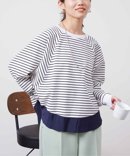 Chez toi(シェトワ)の「裾布帛ポンチラグランプルオーバー(Tシャツ/カットソー・レディース・オフホワイト/グレー/ネイビー・FREE)」の19枚目の写真