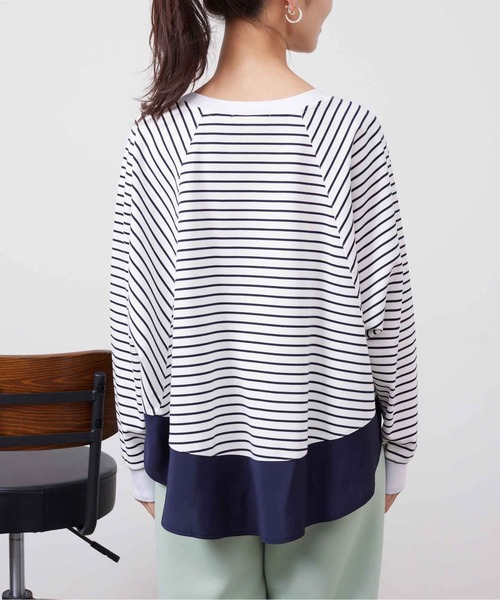 Chez toi(シェトワ)の「裾布帛ポンチラグランプルオーバー(Tシャツ/カットソー・レディース・オフホワイト/グレー/ネイビー・FREE)」の16枚目の写真